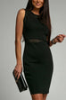 Margovil Mesh Splice Waisted Sleeveless Pencil Dress