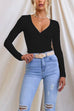 Margovil Wrap V Neck Long Sleeves Slim Fit Bottoming Top