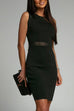 Margovil Mesh Splice Waisted Sleeveless Pencil Dress