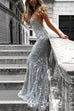 Margovil Sequin V Neck Backless Maxi Cami Mermaid Party Dress