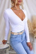 Margovil Wrap V Neck Long Sleeves Slim Fit Bottoming Top