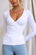 Margovil Wrap V Neck Long Sleeves Slim Fit Bottoming Top