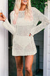 Margovil Long Sleeves Hollow Out Crochet Beach Cover Up Dress