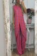 Margovil Printed High Slit Long Tank Top and Bell Bottoms Pants Set