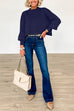 Crewneck Side Split Cropped Knitting Sweater