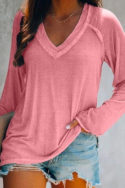 Margovil V Neck Long Sleeves Cozy Top