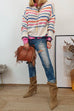 Drop Shoulder Color Block Stripes Knitting Sweater