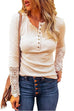 Margovil Suzanne Lace Splice Long Sleeve Blouses