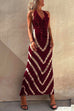 Margovil Halter V Neck Ruffle Drape Front Printed Maxi Dress