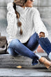 Margovil Mockneck Solid Cable Knit Pullover Sweater