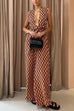 Margovil Chic Back Criss Cross Knot Waist Wide Leg Printed Jumpsuit