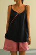 Margovil Scoop Neck Solid Cotton Linen Cami Top