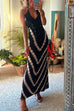 Margovil Halter V Neck Ruffle Drape Front Printed Maxi Dress