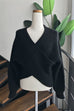 Margovil V Neck Batwing Sleeves Cross Front Sweater