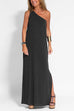 Margovil Sleeveless One Shoulder Side Split Maxi Dress